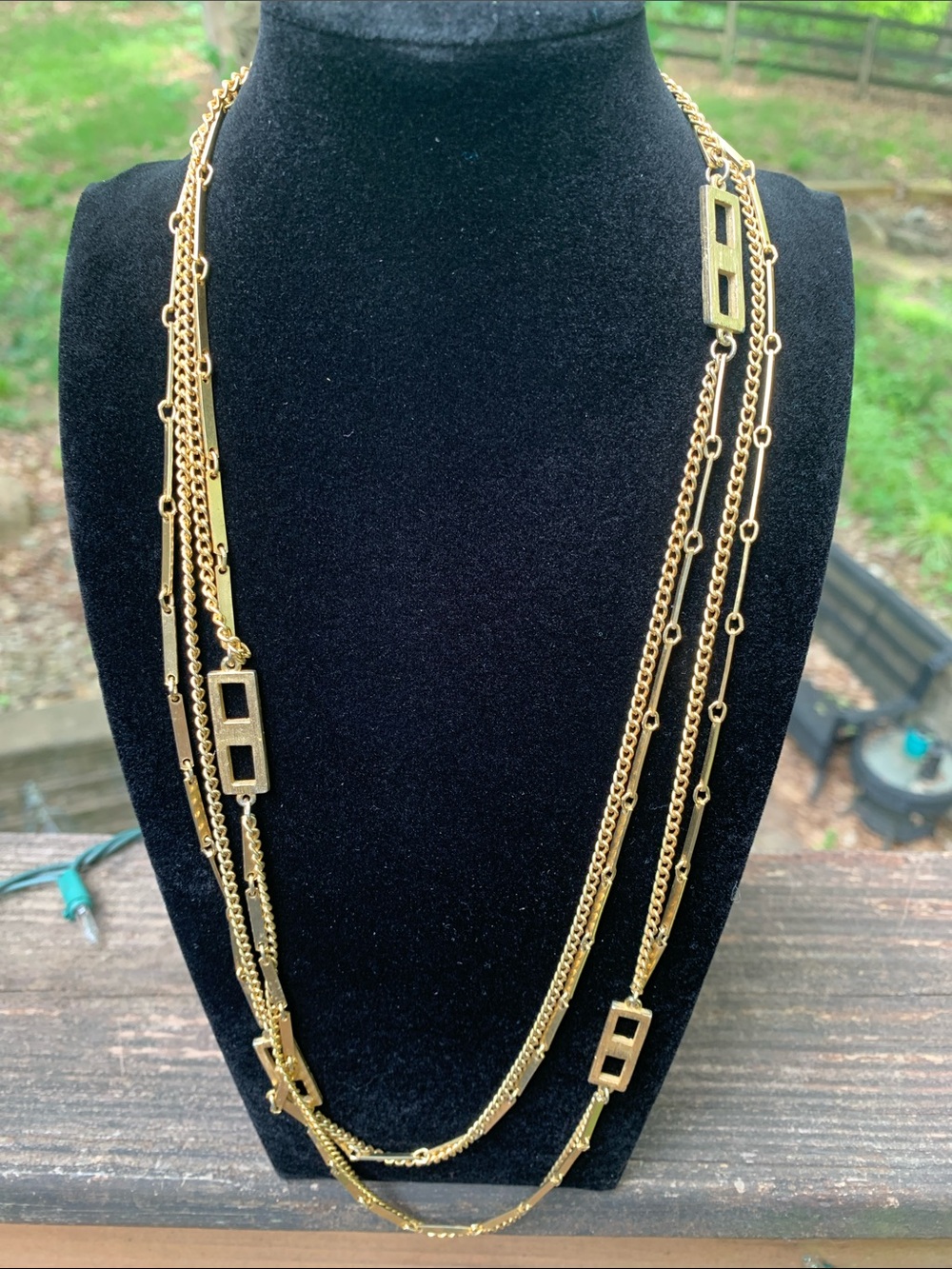 Vintage Gold Multi-Chain Geometric Necklace